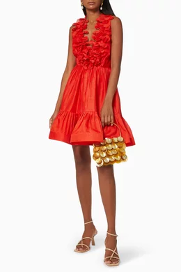 mini bubble dress women Mini Dress with Bubble Hem and Spaghetti Straps L