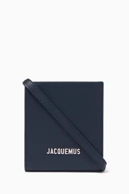 Buy Jacquemus Blue Le Gadjo Wallet on Strap in Leather For Men