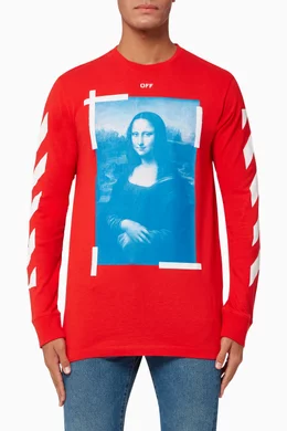 Buy Off White Red Mona Lisa Long Sleeve Cotton T Shirt For Men Online Ounass Saudi