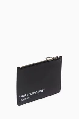 Buy Off White Black FOR BELONGINGS Pouch in Leather For Men Online Ounass Saudi