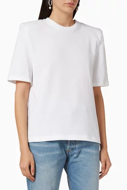Buy The Attico White Bella Padded Shoulder T Shirt For Women Online Ounass Saudi