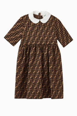 Buy Fendi Brown FF Logo Flared Dress For Girls Online Ounass Saudi