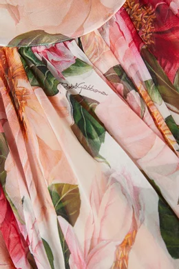 Buy Dolce & Gabbana Blue Floral Silk Chiffon Dress For Women Online