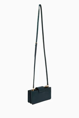 Buy Miu Miu Green Mini Shoulder Bag in Crocodile-Embossed Leather