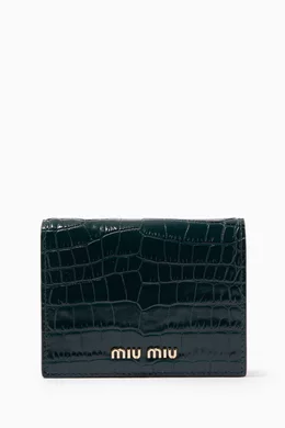 小物 miu miu leather wallet dark green Wallets, Cardholders And Pouches - Small Leather Goods | Miu Miu