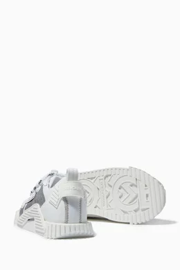 Buy Dolce Gabbana White NS1 Sneakers in Reflective Fabric and