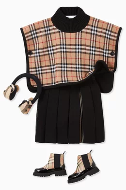 Buy Burberry Black Reversible Vintage Check Merino Wool Poncho For