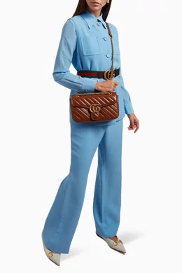 Buy Gucci Brown Small GG Marmont Shoulder Bag in Matelassé Leather