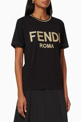 Buy Fendi Black FENDI ROMA Jersey T Shirt For Women Online Ounass Saudi