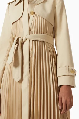 Buy SANDRO Neutral Vino Pleated Trench Coat For Women Online