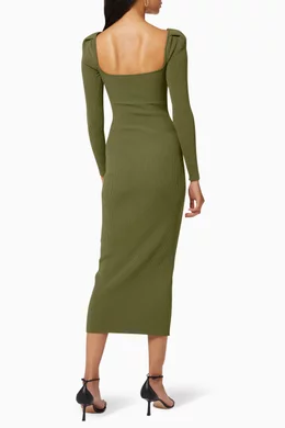 Buy Self-Portrait Green Cut-out Ribbed Knit Midi Dress For Women Online |  Ounass Saudi