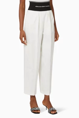 Buy Alexander Wang White Logo Elastic Carrot Fit Pants in
