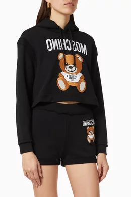 Buy Moschino Black Inside Out Teddy Bear Hoodie in Cotton For Women Online Ounass Saudi