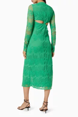 ganni lace midi dress GANNI Lace Trim Midi Dress