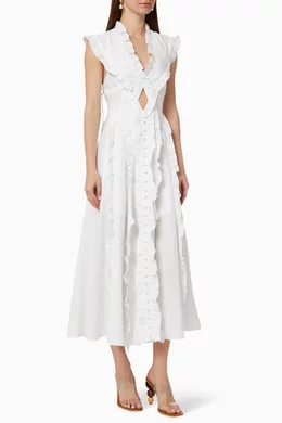 astr the label lace a-line dress Floral Lace Midi Dress