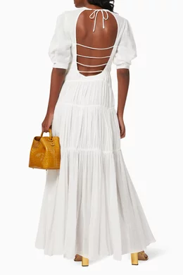 Buy Simkhai White Fira Ruched Maxi Dress For Women Online | Ounass Saudi