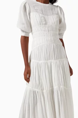 Buy Simkhai White Fira Ruched Maxi Dress For Women Online | Ounass Saudi