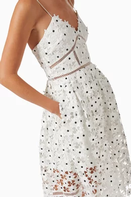 self portrait white daisy embroidered midi dress Buy Self-Portrait White White Daisy Embroidered Midi Dress For Women Online
