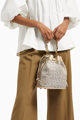 Buy Coach White Field Bucket Bag in Signature Jacquard For Women