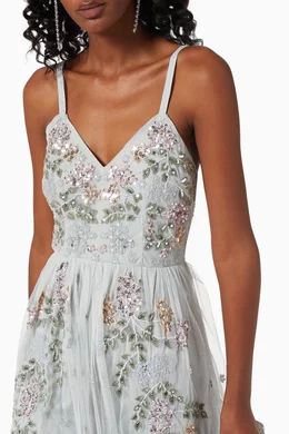 Buy Maya Blue Cami Dress in Embroidered Tulle For Women Online | Ounass  Saudi