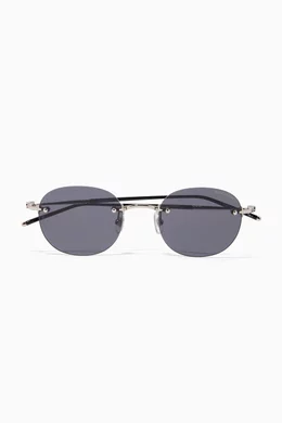 Buy Montblanc Silver Frameless Round Sunglasses in Metal For Men Online Ounass Saudi