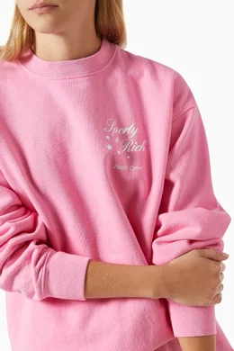 Buy Sporty Rich Purple Stars Health Crew Crewneck Sweatshirt in Cotton For Women Online Ounass Saudi