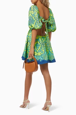Buy Zimmermann Multicolour Nina Cut Out Mini Dress in Linen For Women  Online | Ounass Saudi