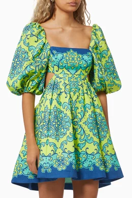 white christmas dresses Zimmermann Natura Buttoned Mini Dress Kaleidoscope Garden main image 0