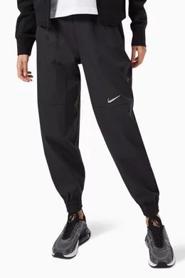 Buy Nike Black Sportswear Swoosh Woven Pants For Women Online