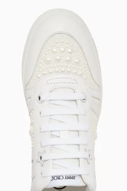 Buy Jimmy Choo White Hawaii/F Sneakers with Pearls in