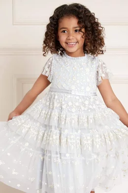 Buy Needle Thread Blue Angelica Floral Dress in Tulle For Girls Online Ounass Saudi