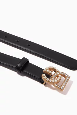 Buy Dolce & Gabbana Black Belt with Rhinestones & Pearls  display picture 1