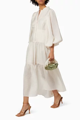 knee length dresses for ladies Shona Joy Charlotte High Neck Midi Dress in Khaki – Coco & Lola main image 0