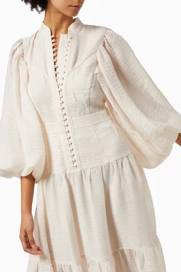 Buy Shona Joy Neutral Charlotte Textured Midi Dress For Women Online |  Ounass Saudi