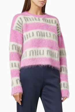 Buy Miu Miu Pink Logo Sweater in Mohair Knit For Women Online | Ounass Saudi