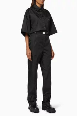 Buy Prada Black Triangle Logo Jumpsuit in Re-Nylon Gabardine