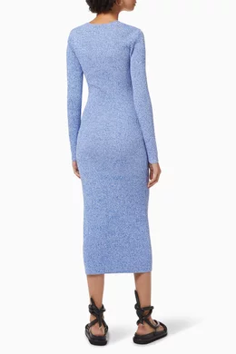 Buy Ganni Blue Fitted Midi Dress in Melange Ribbed Knit For Women Online |  Ounass Saudi