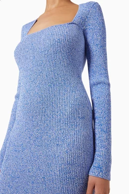 Buy Ganni Blue Fitted Midi Dress in Melange Ribbed Knit For Women Online |  Ounass Saudi