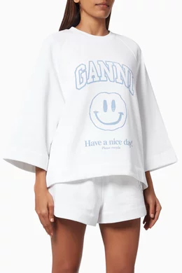 Buy Ganni Grey Smiley Isoli Sweatshirt in Recycled Polyester