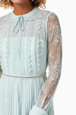 chinese dress ladies Cream Floral Lace Mini Dress  self-portrait-US