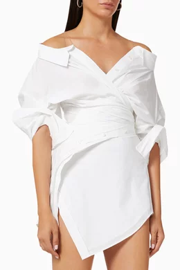 Buy Alexander Wang White Deconstructed Shirt Dress in Cotton