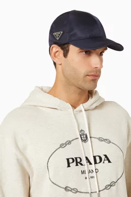 Buy Prada Blue Triangle Logo Baseball Cap in Re-Nylon For