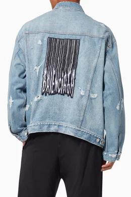 Buy Balenciaga Blue Barcode Large Fit Jacket in Organic Vintage 