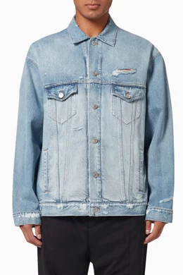 Buy Balenciaga Blue Barcode Large Fit Jacket in Organic Vintage 