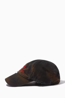 帽子 BALENCIAGA Destroyed BB Pierced Cap Balenciaga BB Mode Destroyed Piercing Baseball Cap Brown