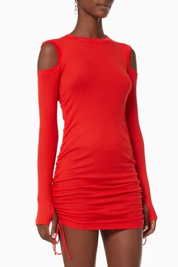 Buy Helmut Lang Red Lacing Dress in Rib-knit For Women Online | Ounass Saudi