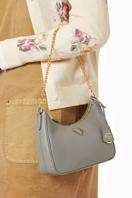 Buy Prada Grey Re-Edition 2005 Shoulder Bag in Saffiano Leather