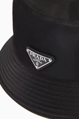 Buy Prada Black Triangle Logo Bucket Hat in Re-Nylon For