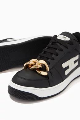 2024年春の Sneakers Logo Black Franchi Elisabetta Buy in For Leather 23.5cm