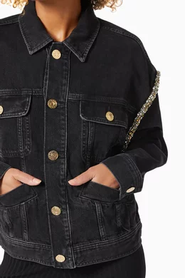 Sandro black denim jacket hot sale